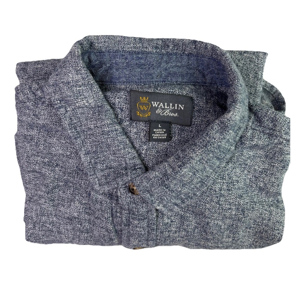 Wallin & Bros Shirt Mens Large Casual Button Up Long Sleeve Charcoal Gray Pocket
